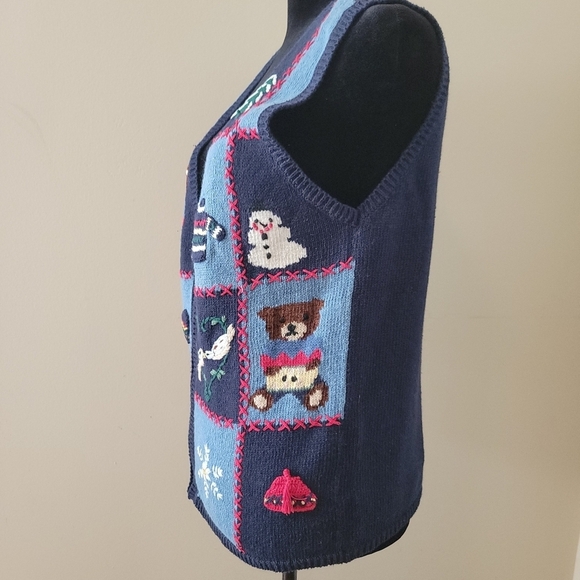 Capacity Vintage Ugly Sweater Zip Up Vest Size L - Picture 3 of 6